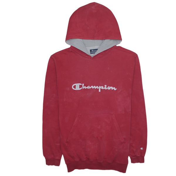 Champion 90's Spellout Pullover Hoodie Large Red