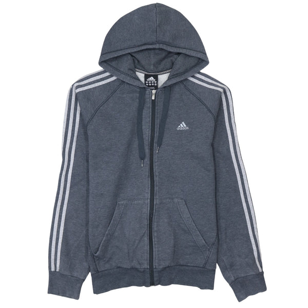 Adidas 90's Striped Sleeve Full Zip Up Hoodie Medium Grey