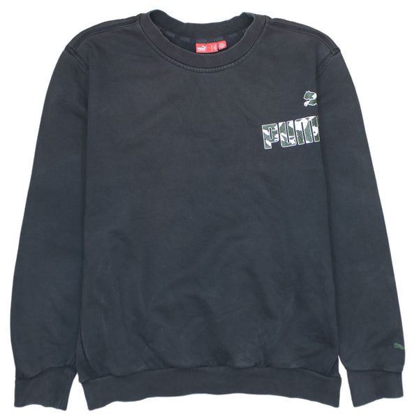 Puma 90's Vintage Black Crew Neck Lightweight Sweatshirt XLarge