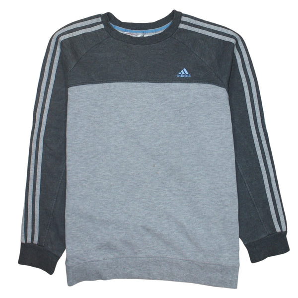 Adidas 90's Striped Sleeve Crew Neck Sweatshirt XLarge Grey