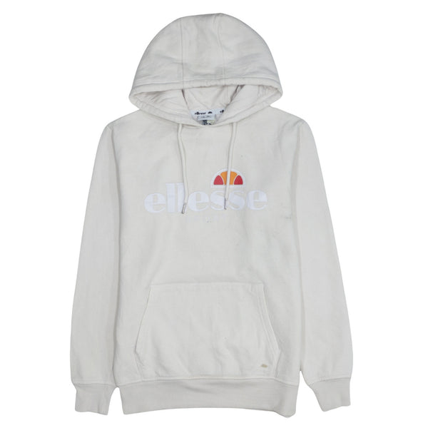 Ellesse 90's Beige Cream Spellout Pullover Hoodie Medium