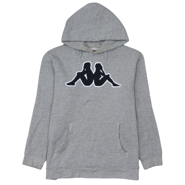 Kappa 90's Vintage Spellout Pullover Hoodie Large Grey