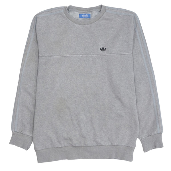 Adidas 90's Striped Sleeve Crew Neck Sweatshirt Small  Grey