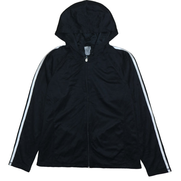 Champion 90's Striped Sleeve Full Zip Up Hoodie XLarge Black