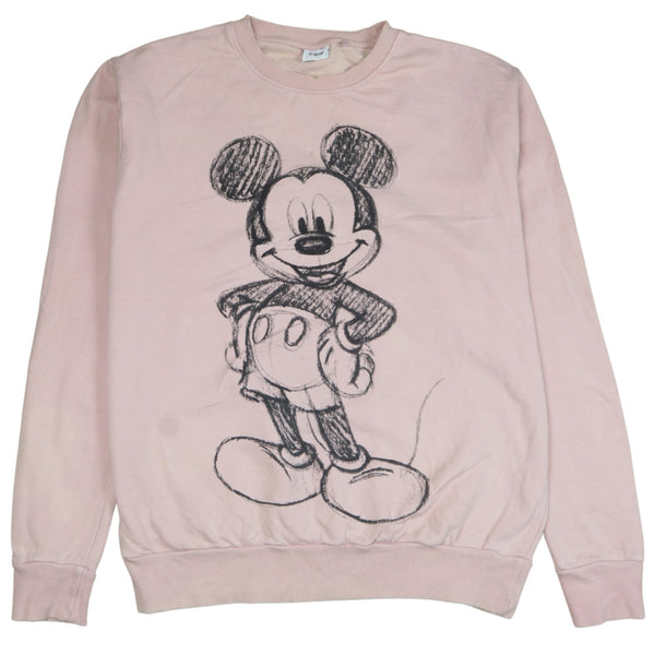 Vintage 90's Disney Mickey Mouse Pink Crew Neck Sweatshirt Large