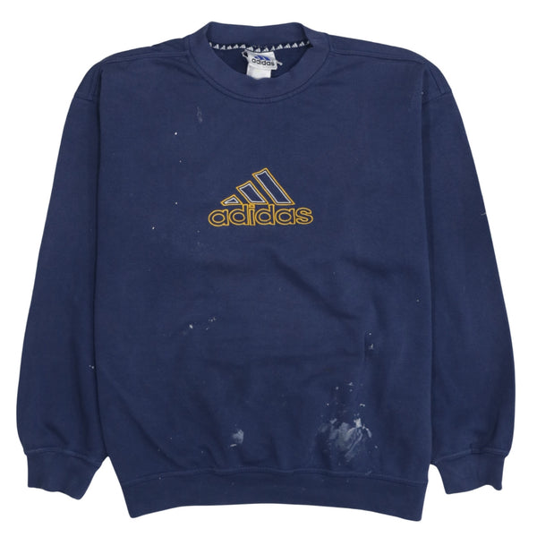 Adidas 90's Spellout Crew Neck Sweatshirt Medium Navy Blue