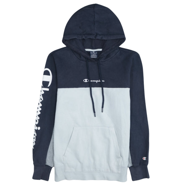 Champion 90's Drawstring Pockets Pullover Hoodie XSmall Navy Blue