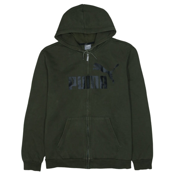 Vintage 90's Puma Spellout Full Zip Hoodie XL Green
