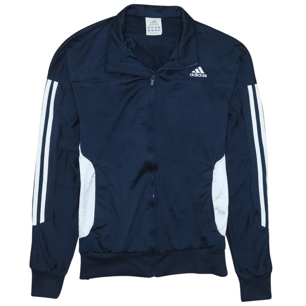 Adidas Vintage 90's Navy Blue Striped Sleeve Full Zip Sweatshirt Large