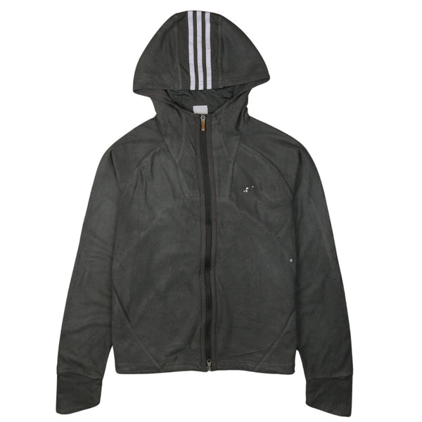 Adidas Vintage 90s Grey Hooded Fleece Jumper Medium Women's Zip Up