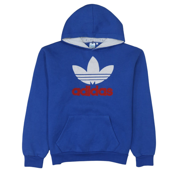 Adidas 90's Spellout Pullover Hoodie Large Blue