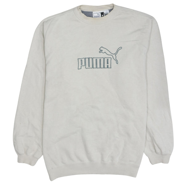 Puma 90's Spellout Crew Neck Sweatshirt Medium Beige Cream