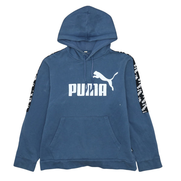 Puma Vintage 90's Navy Blue Spellout Pullover Hoodie Men's Large