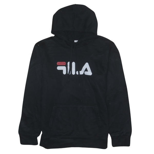 Vintage 90's Fila Spellout Pullover Hoodie Large Black