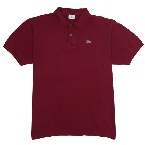Lacoste 90's Short Sleeves Quarter Button Polo Shirt XLarge  Burgundy Red