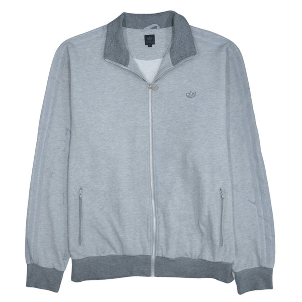 Adidas 90's Grey Striped Sleeve Full Zip Sweatshirt Men’s XXLarge