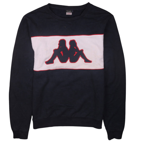 Kappa 90's Spellout Crew Neck Sweatshirt Large Navy Blue