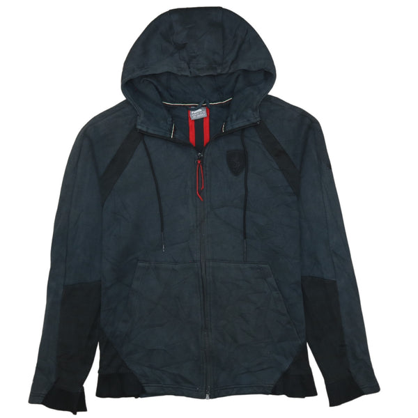 Puma 90's Drawstring Pockets Full Zip Up Hoodie Medium Black