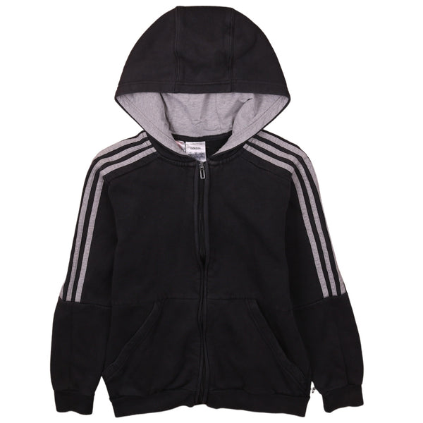 Adidas 90's Striped Sleeve Full Zip Up Hoodie Medium Black
