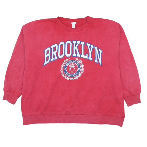 H&M 90's Brooklyn Red Crew Neck Sweatshirt Men's XLarge Cotton
