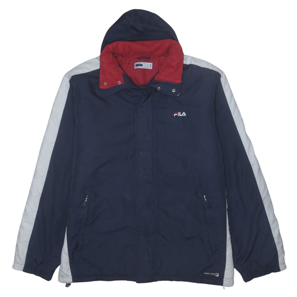 Vintage Fila 90's Navy Blue Hooded Full Zip Windbreaker XLarge