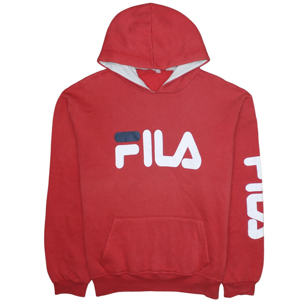 Fila 90's Spellout Pullover Hoodie Large  Red