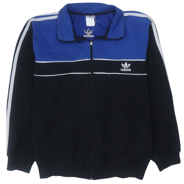 Adidas Vintage 90s Striped Sleeve Black Sweatshirt, Zip-Up, Small