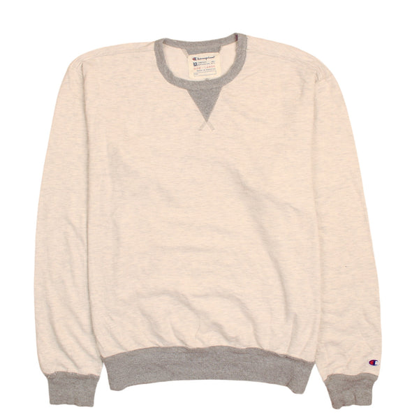 Champion Vintage Crew Neck Heavyweight Sweatshirt Large Beige Cream 90's