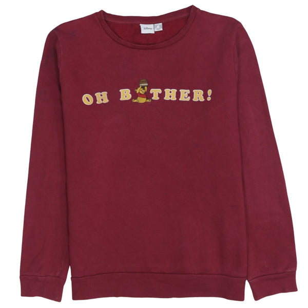Disney 90's Winnie The Pooh Crew Neck Sweatshirt Medium Burgundy Red