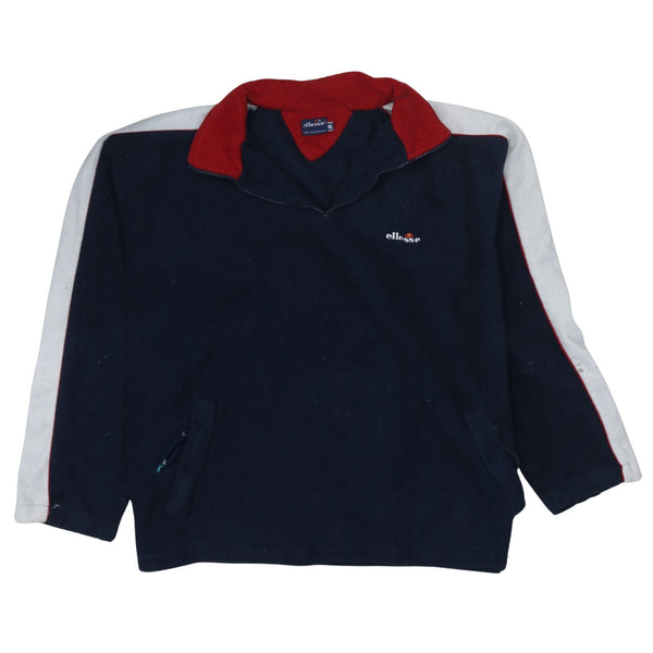 Ellesse 90's Lightweight Quarter Zip Fleece Jumper XLarge Navy Blue