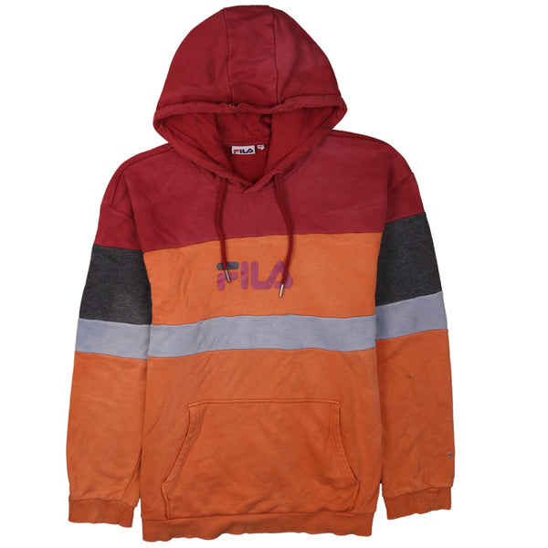 Fila Men's XLarge Spellout Vintage Hoodie 90s Burgundy Red Retro