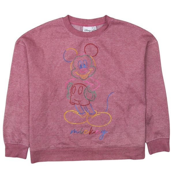 Diseny 90's Mickey Mouse Crew Neck Sweatshirt Large Pink