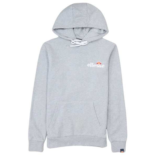 Ellesse 90's Drawstring Pockets Pullover Hoodie Small  Grey