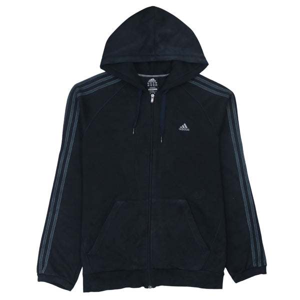 Adidas Men's 90's Vintage Black XLarge Striped Sleeve Zip-Up Hoodie