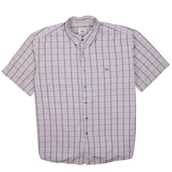Lacoste 90's Short Sleeves Button Up T Shirt XLarge Grey