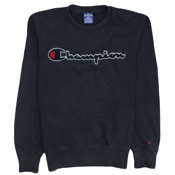 Champion 90's Spellout Crew Neck Sweatshirt Small Black
