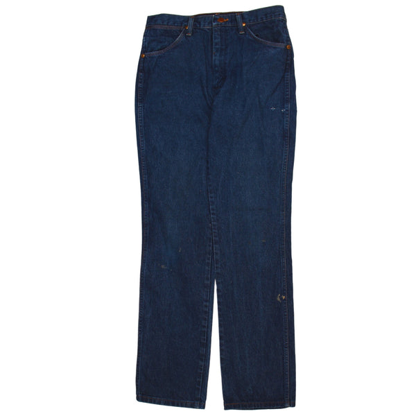 Vintage 90's Wrangler Men's Baggy Navy Blue Jeans Trousers 34W Straight Leg
