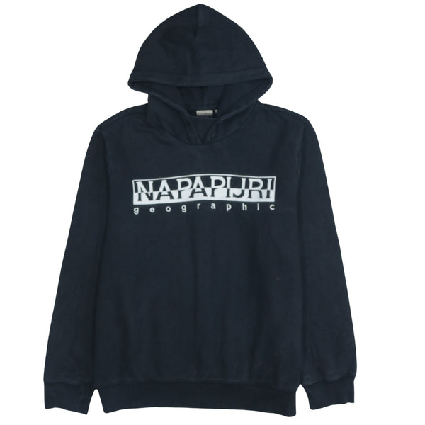 Vintage Napapijri 90's Black Spellout Pullover Hoodie XLarge