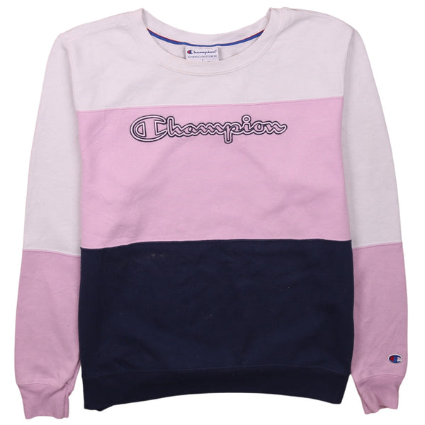 Vintage Champion 90's Navy Blue Spellout Crew Neck Sweatshirt Large