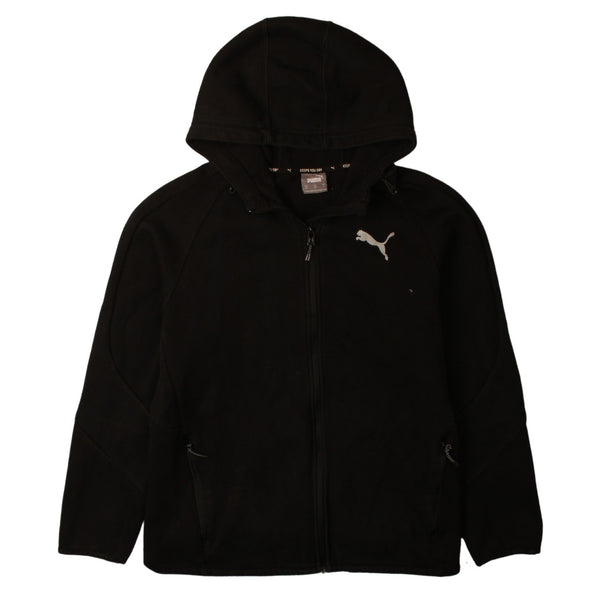 Puma Vintage 90's Black Full Zip Hoodie XL with Drawstring Pockets