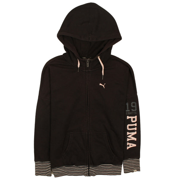 Puma Women's 90s Vintage Large Black Full Zip Hoodie
