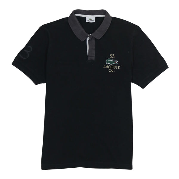 Lacoste 90's Short Sleeves Quarter Button Polo Shirt Medium  Black