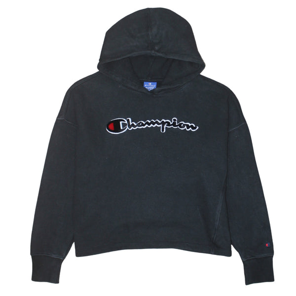 Champion 90's Spellout Pullover Hoodie XLarge Black