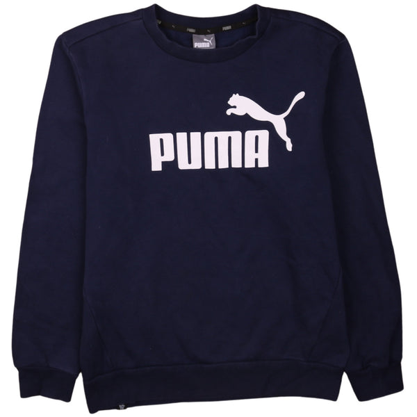 Puma 90's Vintage Navy Blue Spellout Crew Neck Sweatshirt Men's S
