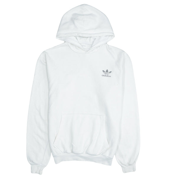 Adidas Vintage 90's White Hoodie Medium Pullover Drawstring Pockets