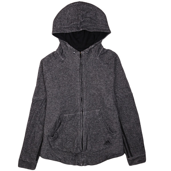 Adidas Vintage 90's Grey Hoodie Full Zip Drawstring Pockets Medium