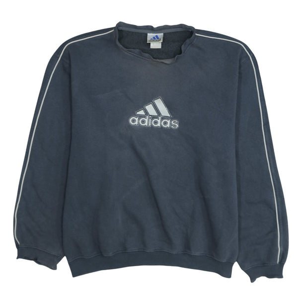 Adidas 90's Vintage Spellout Crew Neck Sweatshirt Large Grey