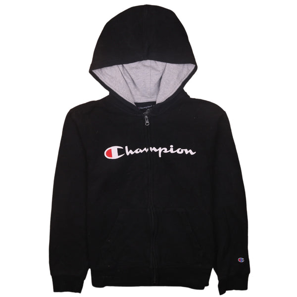Champion 90's Spellout Pullover Hoodie Large Black Retro Style