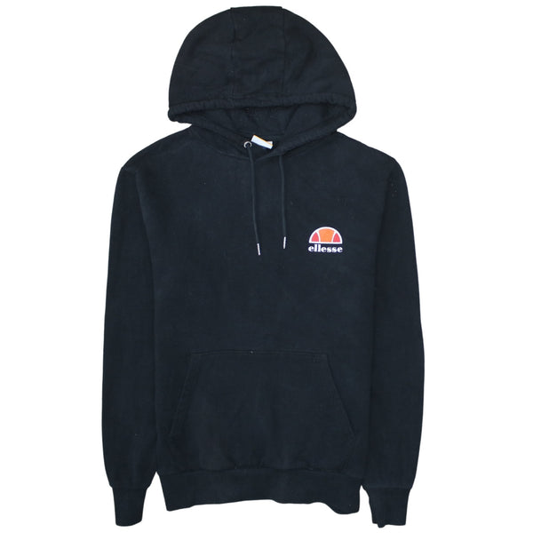 Ellesse 90's Drawstring Pockets Pullover Hoodie Medium Black