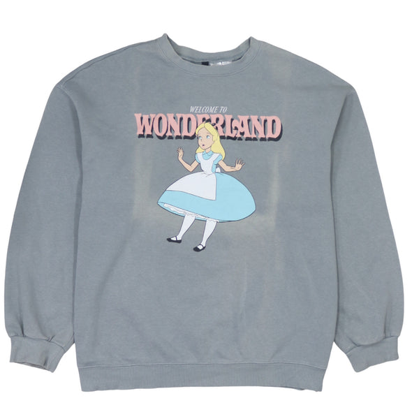 Vintage Disney 90s Wonderland Crew Neck Sweatshirt Grey Medium